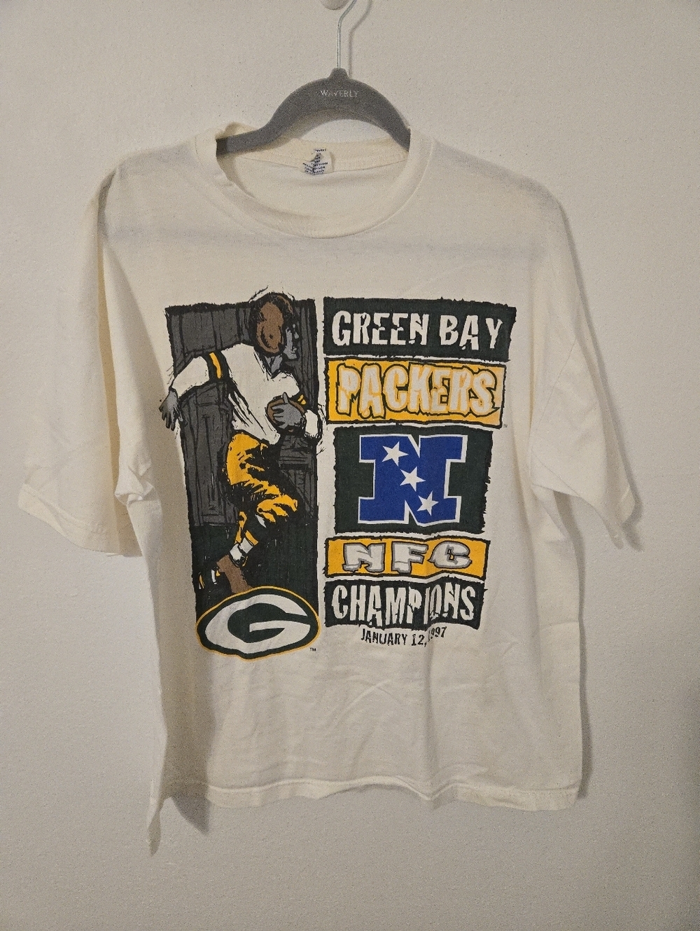Vintage Green Bay Packers T Shirt Mens Large White NFL Football Team Starter 90s